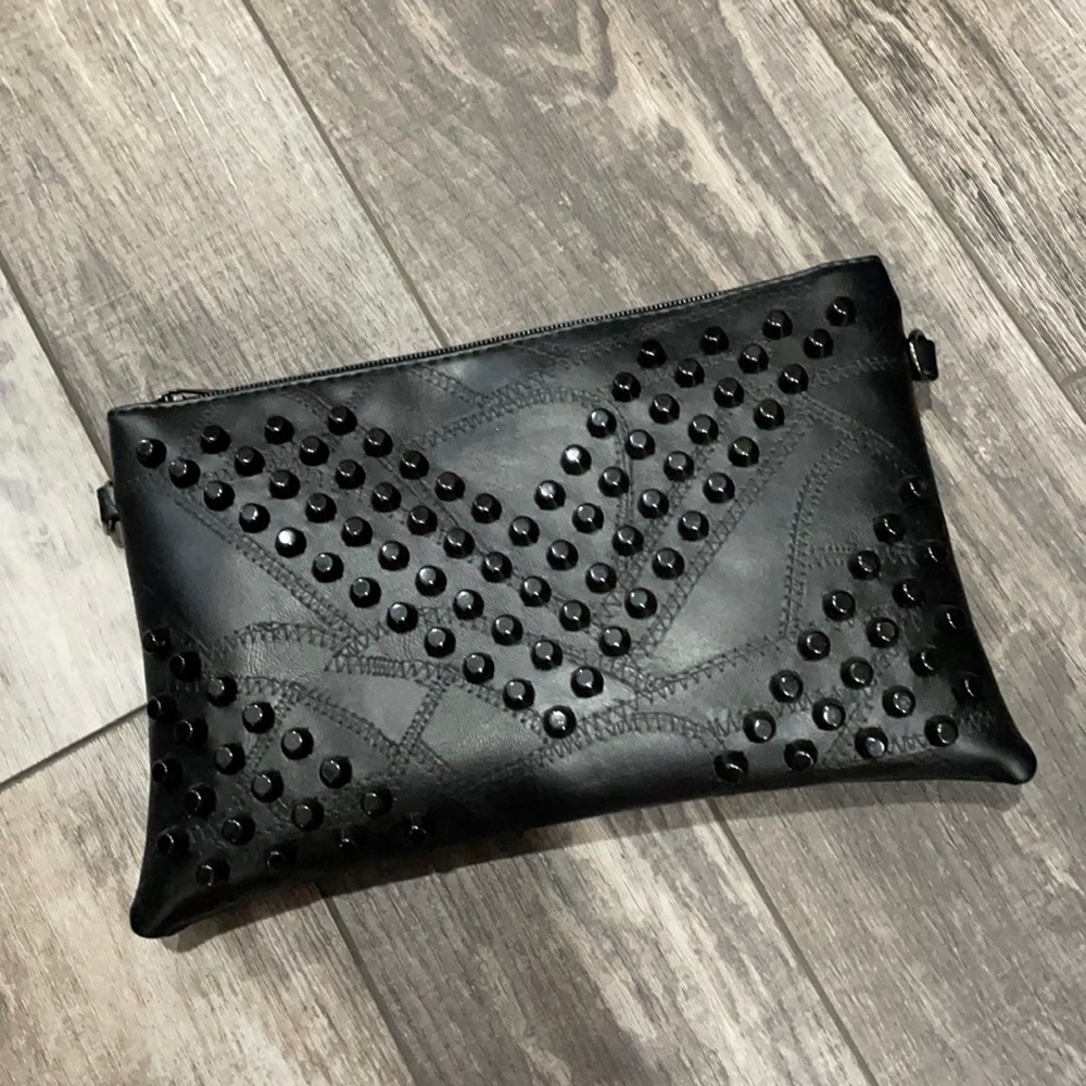 Black studded crossbody/clutch